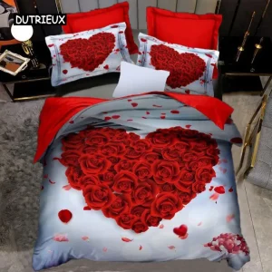 3D Rose Heart Bedding Set Nordic Duvet Cover