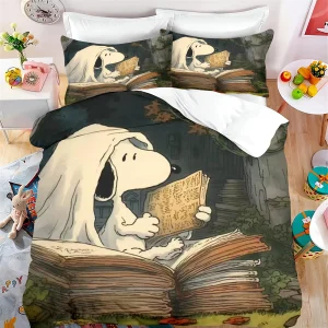 Snoopy Cartoon Duvet 3-Piece Set Quilt Cover King Size Cute Teenager Bedding