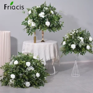Green Plant Leaf Artificial Flower Ball White Rose Greenery